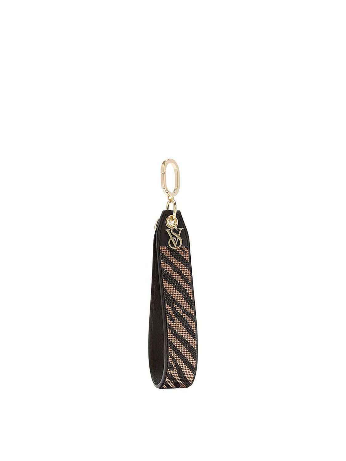 vs Victoria's Secret Wristlet Strap Keychain Black Zebra Straw 1 of 2 
