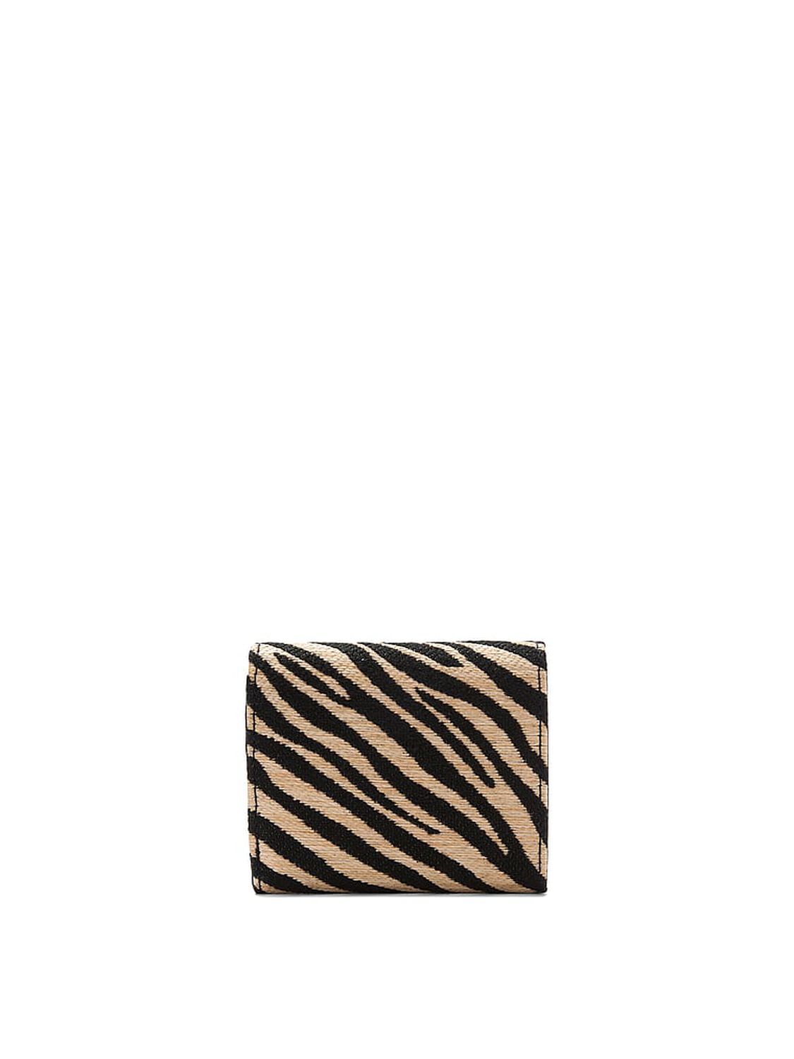 vs Victoria's Secret Small Flap Wallet Black Zebra Straw 2 of 3 