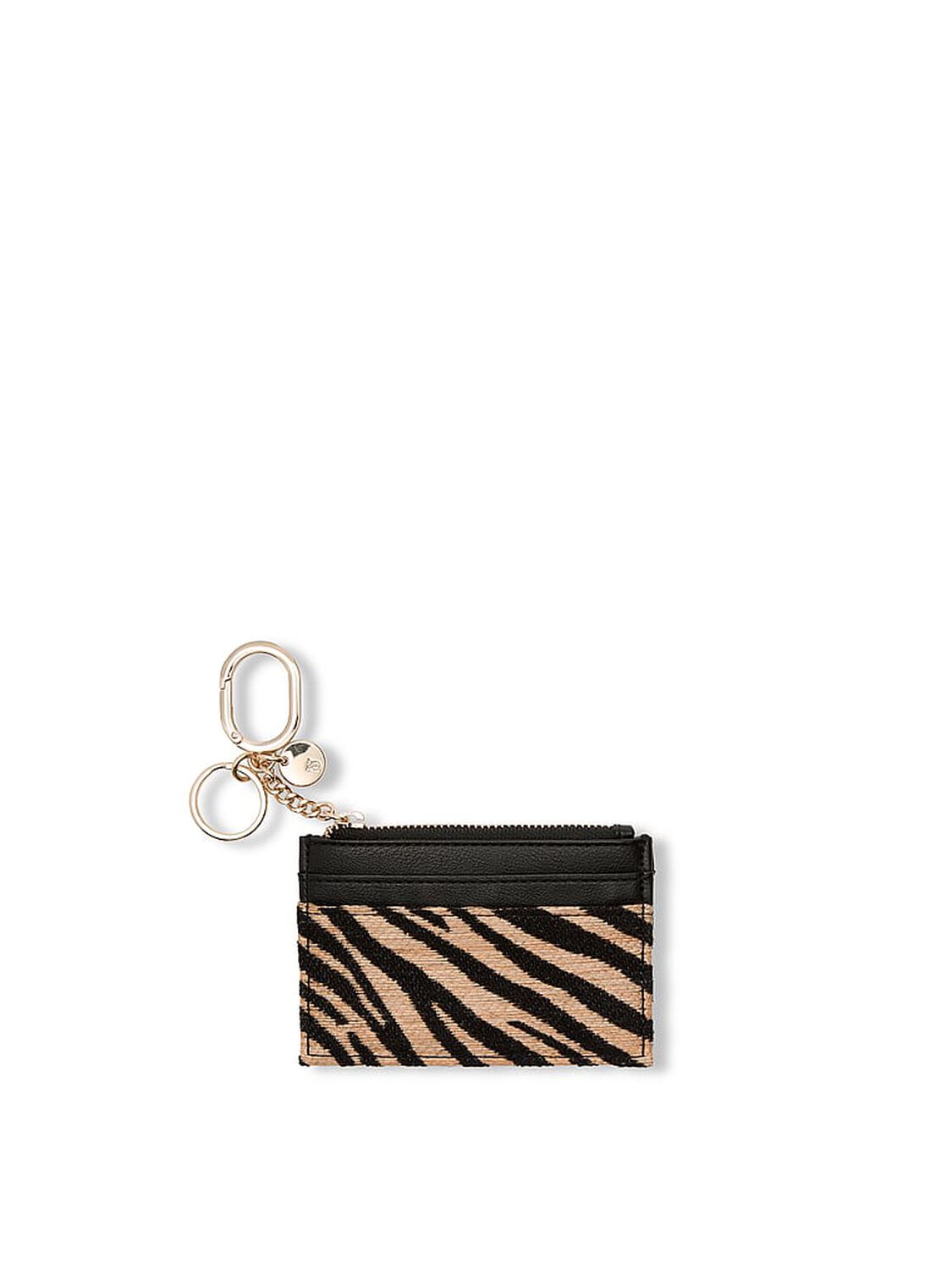 vs Victoria's Secret Classic Card Case Keychain Black Zebra Straw 1 of 2 