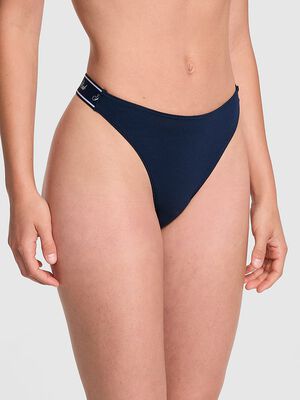 Logo Cotton High-Leg Thong Panty