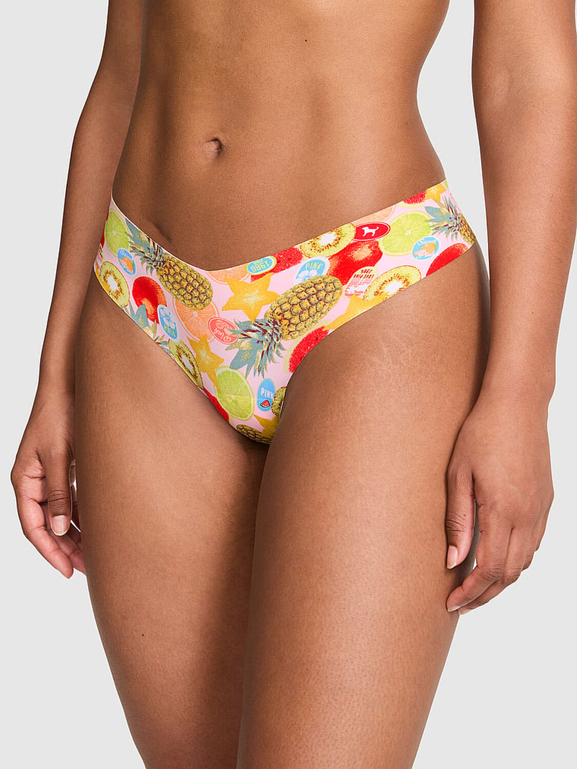 pink Pink No-Show Thong Panty Boardwalk Pink Fruit Print 1 of 3 