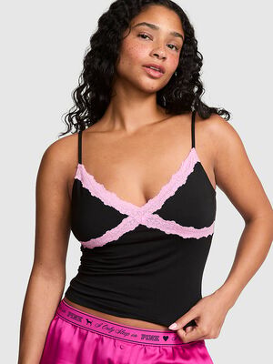 24/7 Lounge Modal Lace-Trim Cami