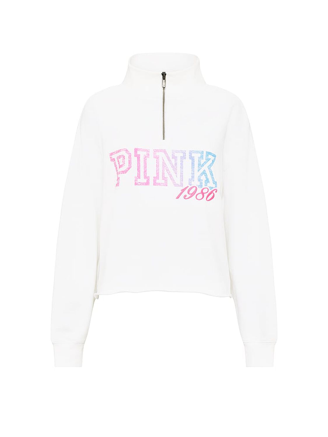 pink Pink Campus Fleece&trade; Quarter-Zip Straight-Cut Sweatshirt Vs White 3 of 4 