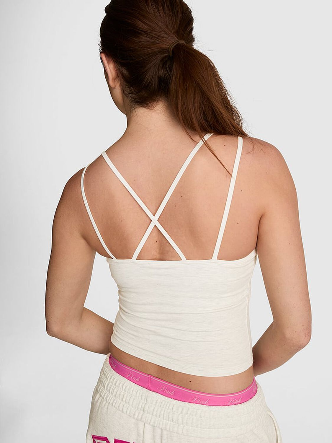 pink Pink All-Day Cotton&trade; Strappy Tank Top Snow Heather 2 of 3 