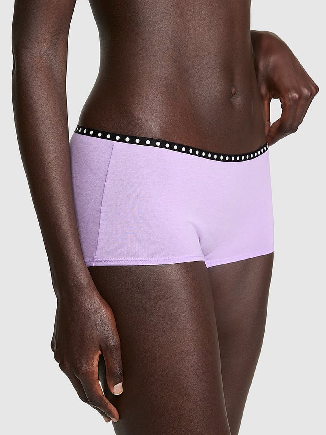 pink Pink Logo Cotton Boyshort Panty Lilac Crush With Univ Pink 1986 Graphic 1 of 3 