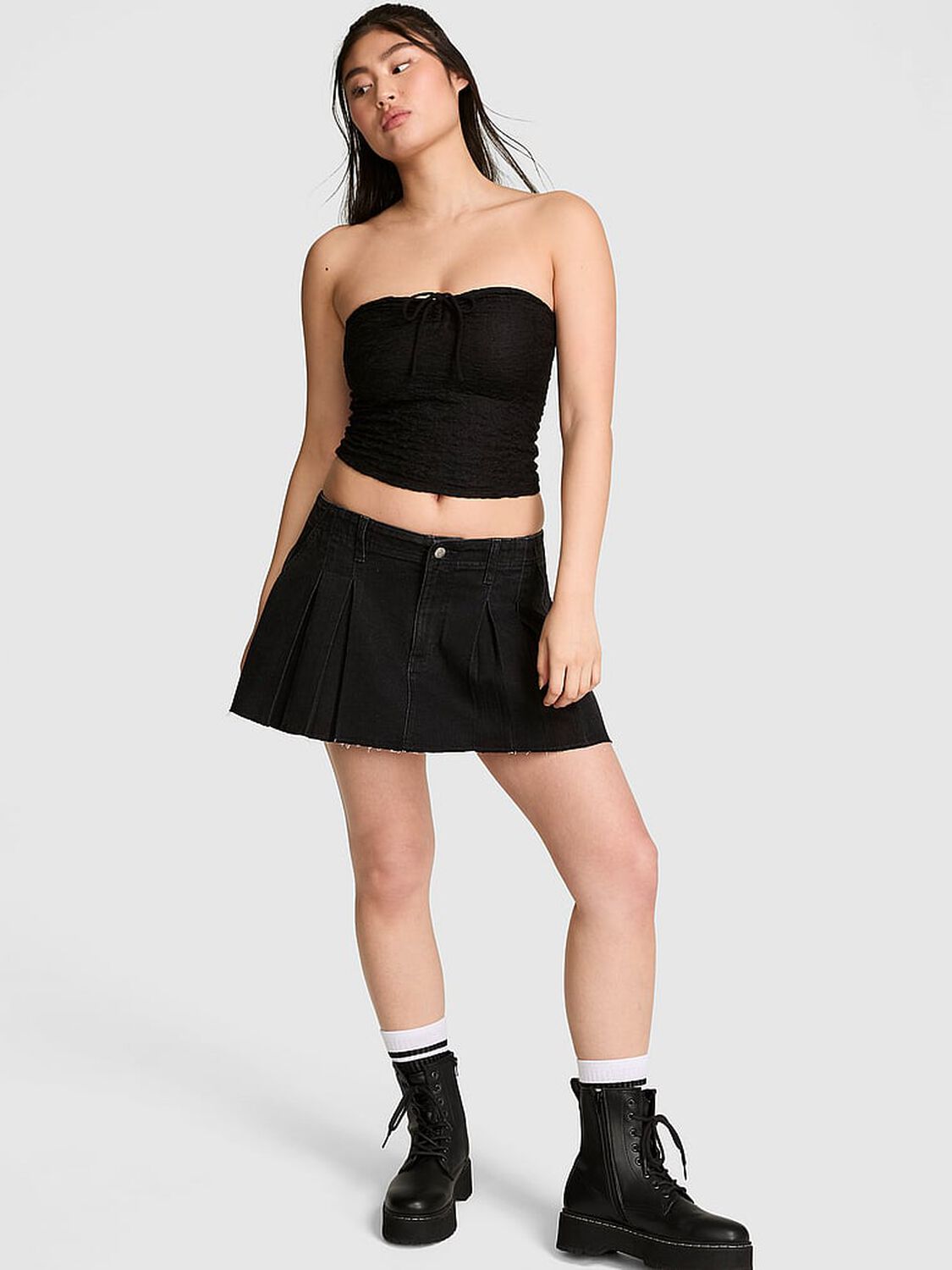 pink Pink PINK Base Stretch&trade; Strappy Halter Top Pure Black 1 of 2 