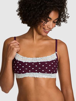 Cotton Lace-Trim Scoop Bralette
