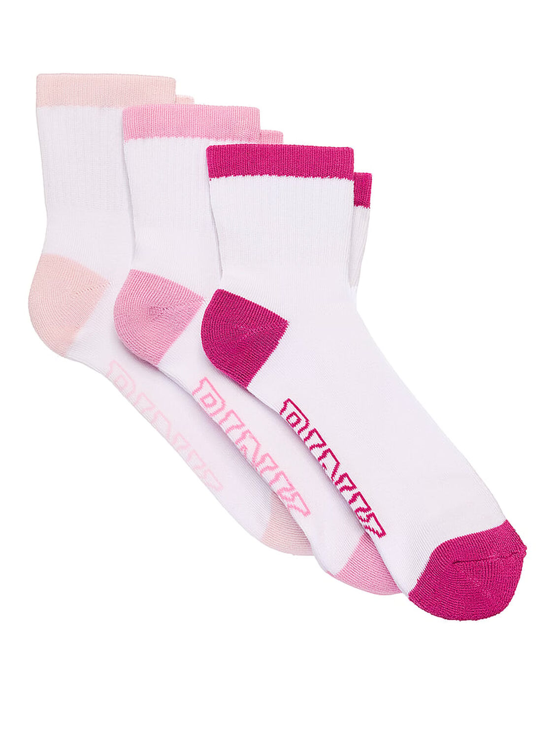 vs Pink 3-Pack Quarter Socks White 1 of 2 