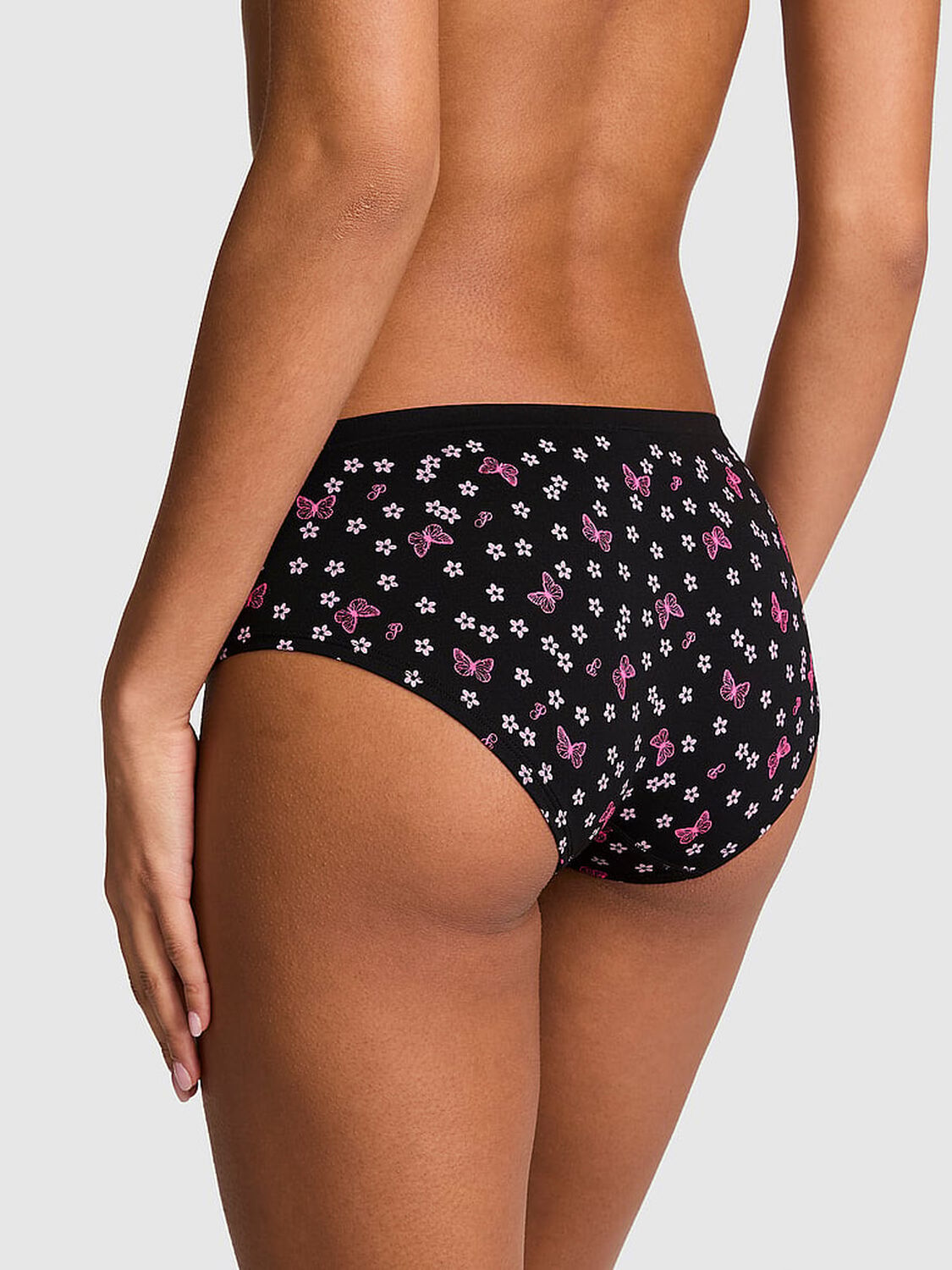 pink Pink Seamless Hiphugger Panty Black Butterfly Hibiscus Print 2 of 3 