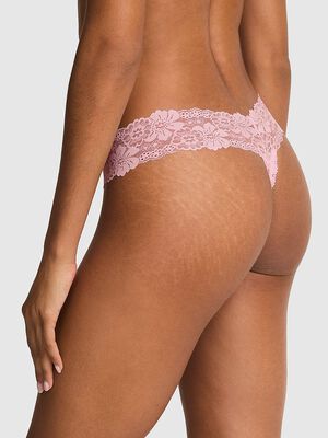 PINK Wink&trade; Lace-Trim Cotton Thong Panty