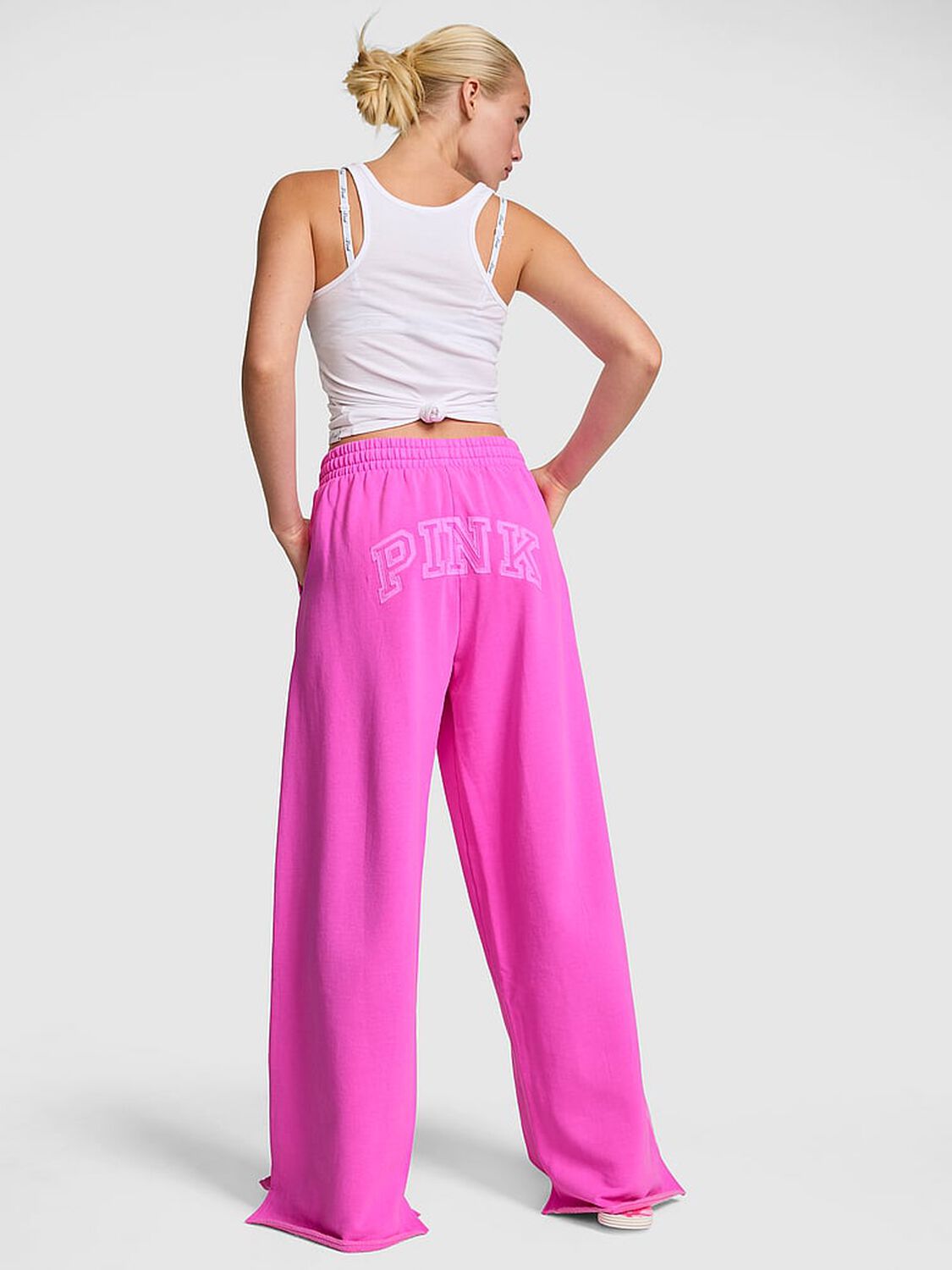 pink Pink Campus Fleece&trade; Wide-Leg Split-Hem Sweatpants Pink Berry 2 of 3 