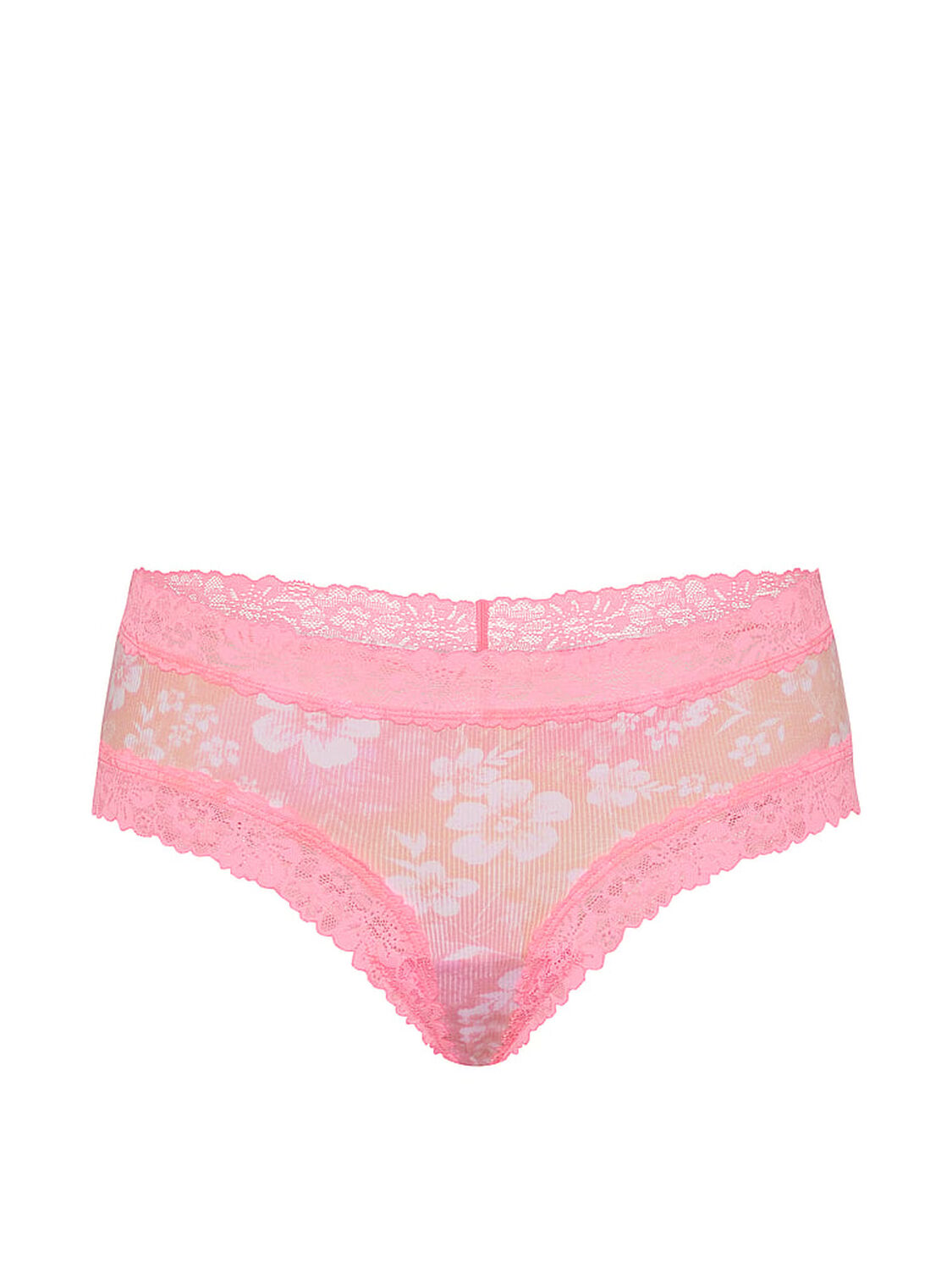 pink Pink PINK Wink&trade; Lace-Trim Cheeky Panty Rose Chiffon Hibiscus Floral Print 3 of 3 