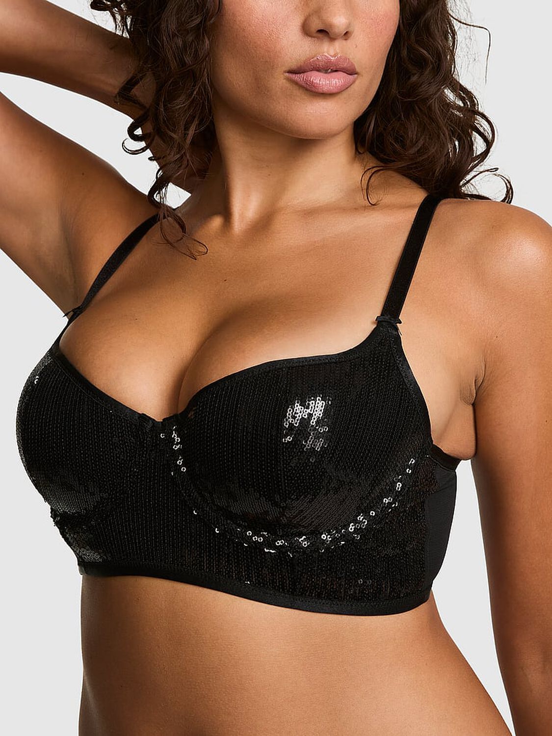 vs Pink PINK Wink&trade; Lightly Lined Scoop Corset Bralette Black 1 of 3 