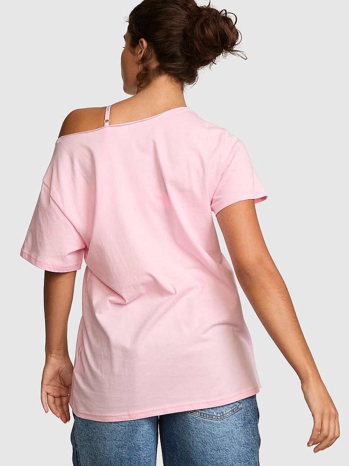 pink Pink Campus Cotton&trade; Off-The-Shoulder Tee Coconut Pink 2 of 3 