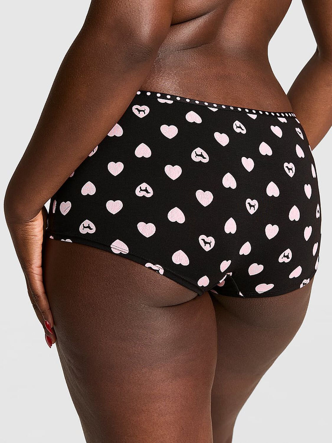 pink Pink Logo Boyshort Panty Black Heart Dog 2 of 2 