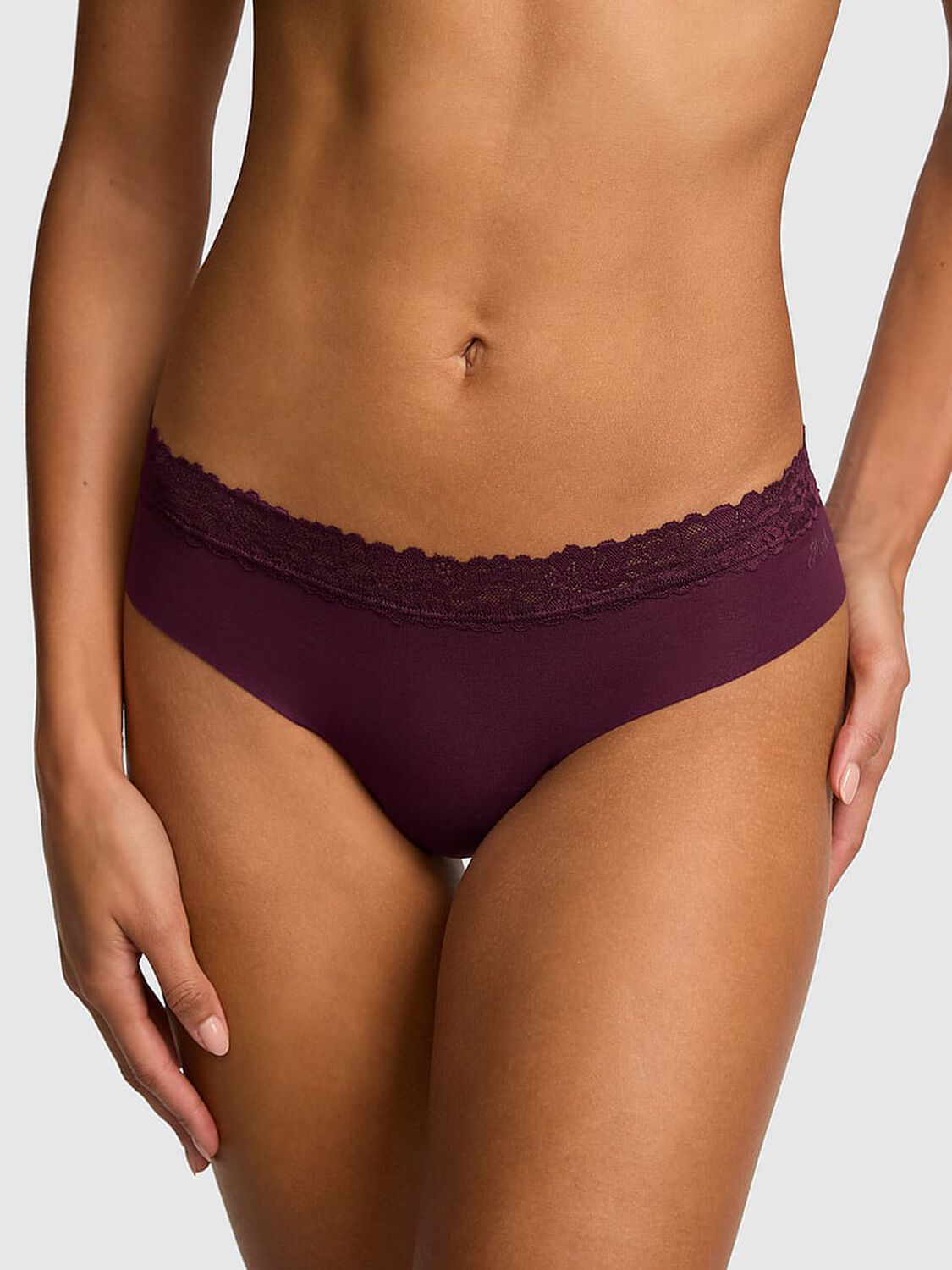 vs Pink No-Show Cotton Thong Panty 1 of 4 