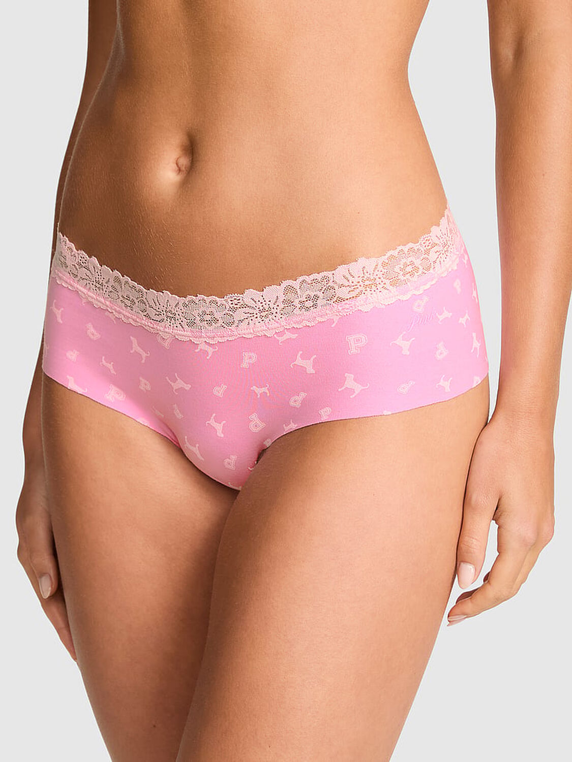 vs Pink No-Show Cotton Cheeky Panty Pink Lollipop Logo Dog 1 of 3 