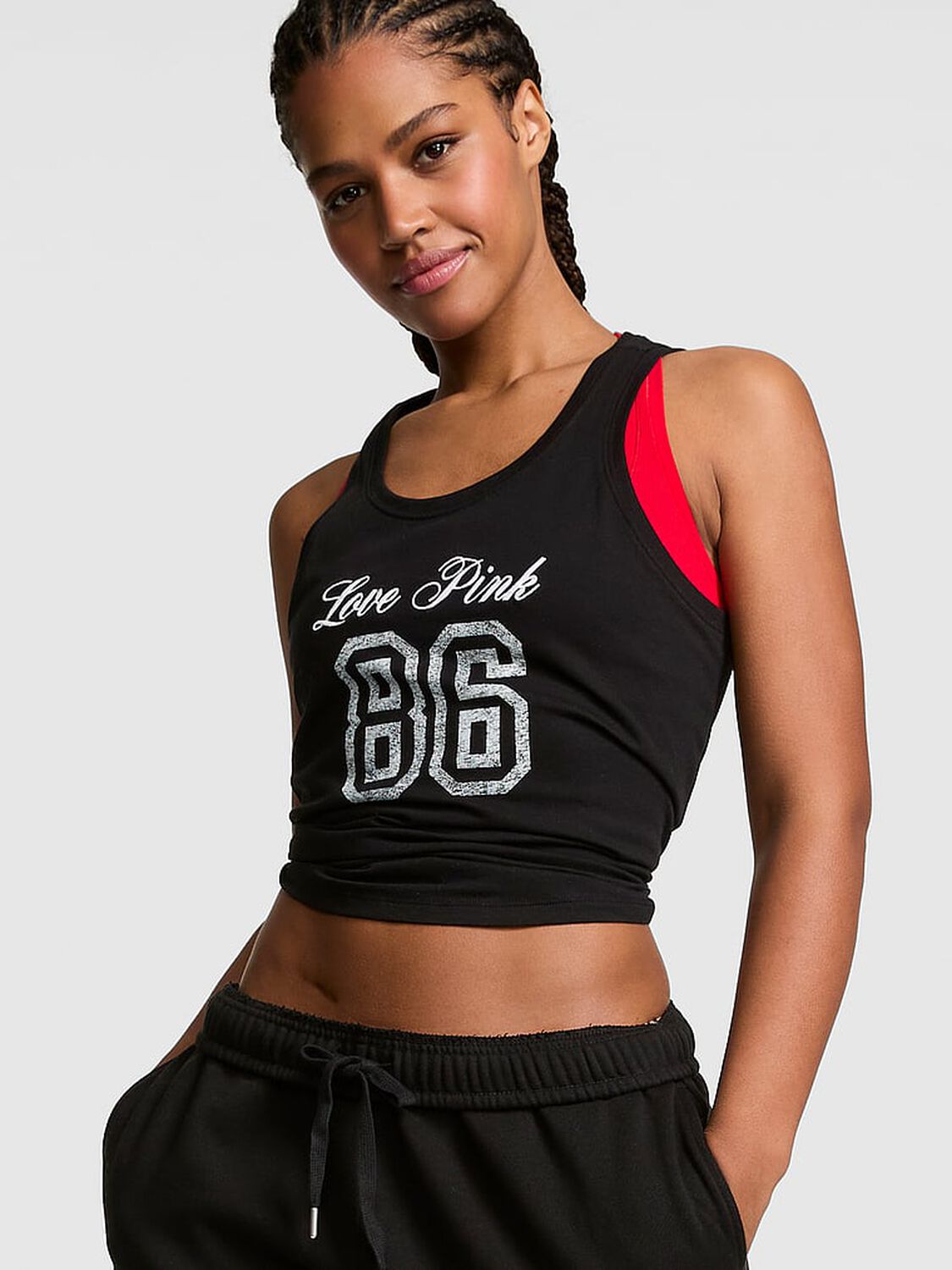 pink Pink Campus Cotton&trade; Tank Top Pure Black 1 of 3 