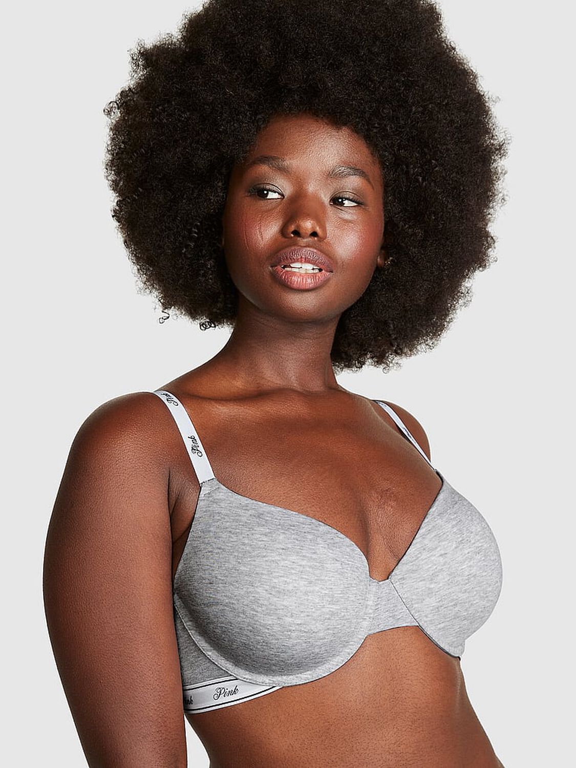 pink Pink Wear Everywhere&trade; Lightly Lined Full Coverage T-Shirt Bra Medium Heather Grey 2 of 3 