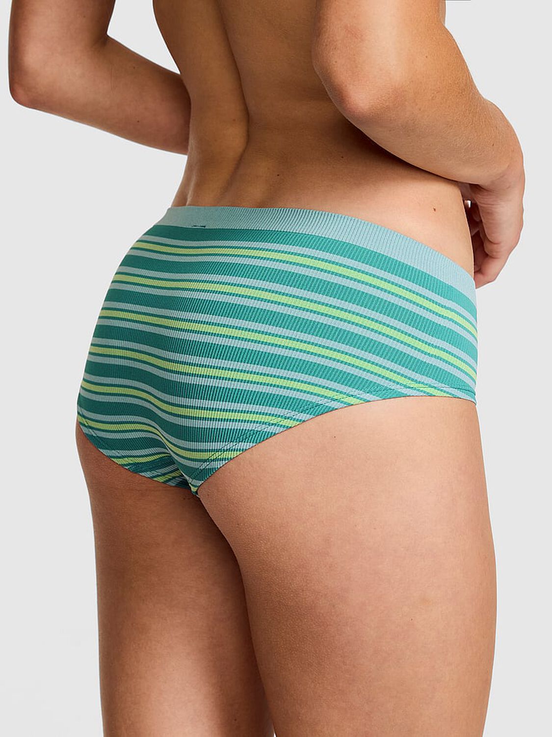 vs Pink Seamless Hiphugger Panty Teal/Green Stripe Print 2 of 3 