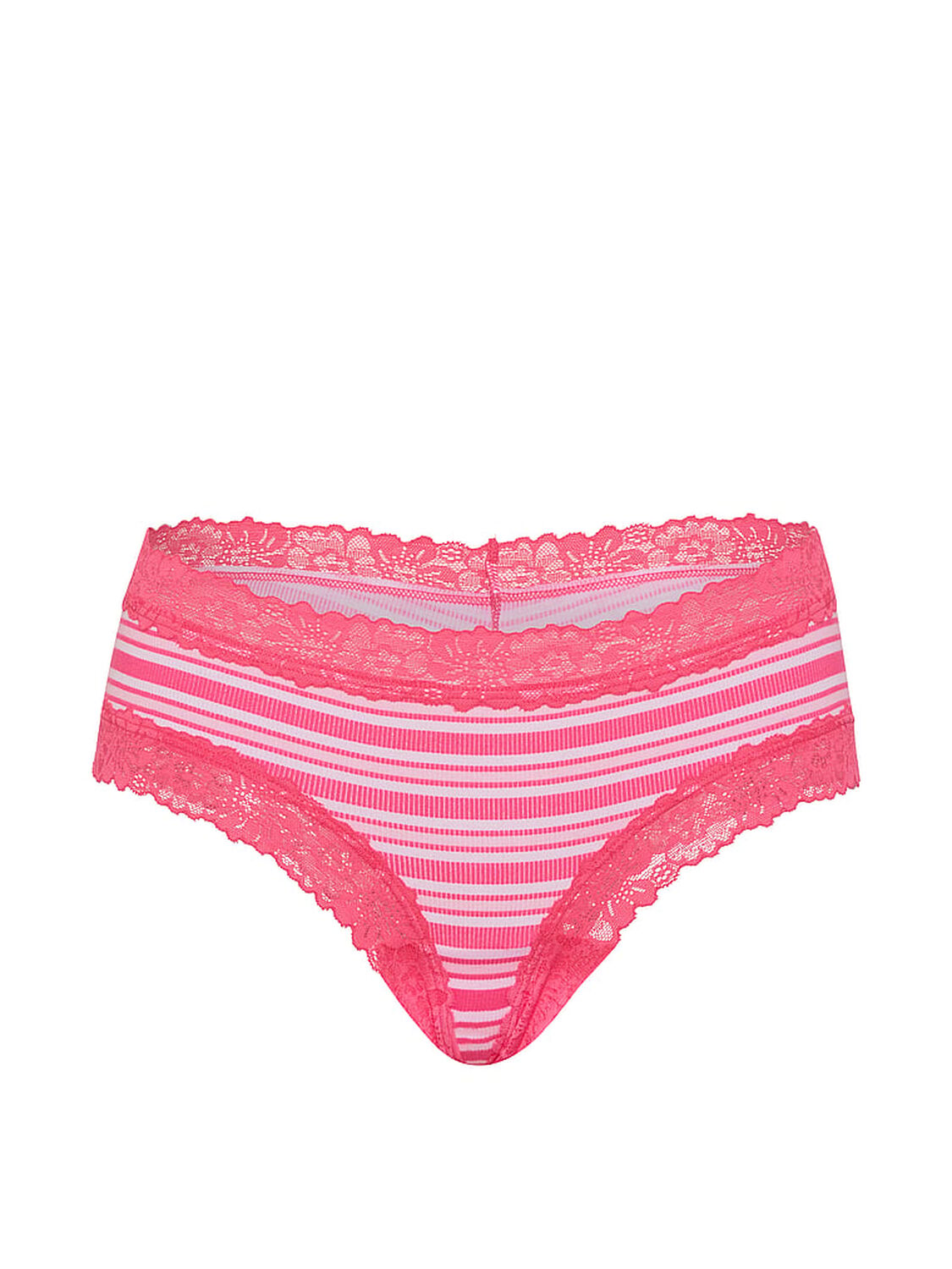pink Pink Cotton Lace Trim Cheeky Panty Love Me Pink Stripe 3 of 3 