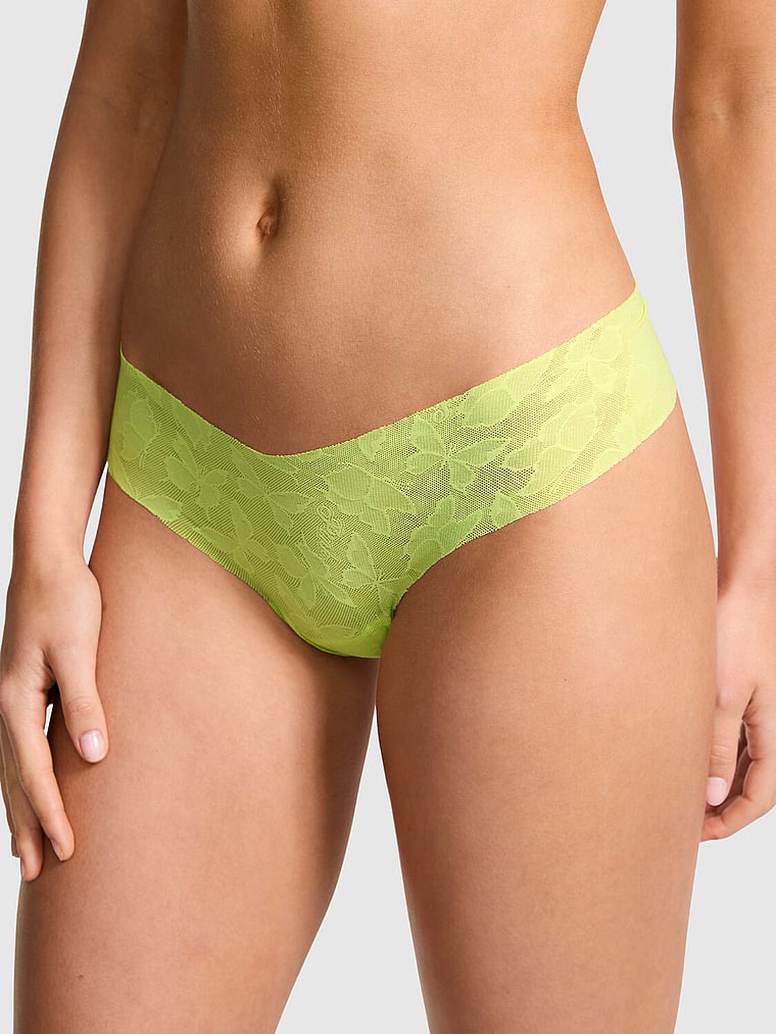 pink Pink No-Show Thong Panty Lime Citron 1 of 3 