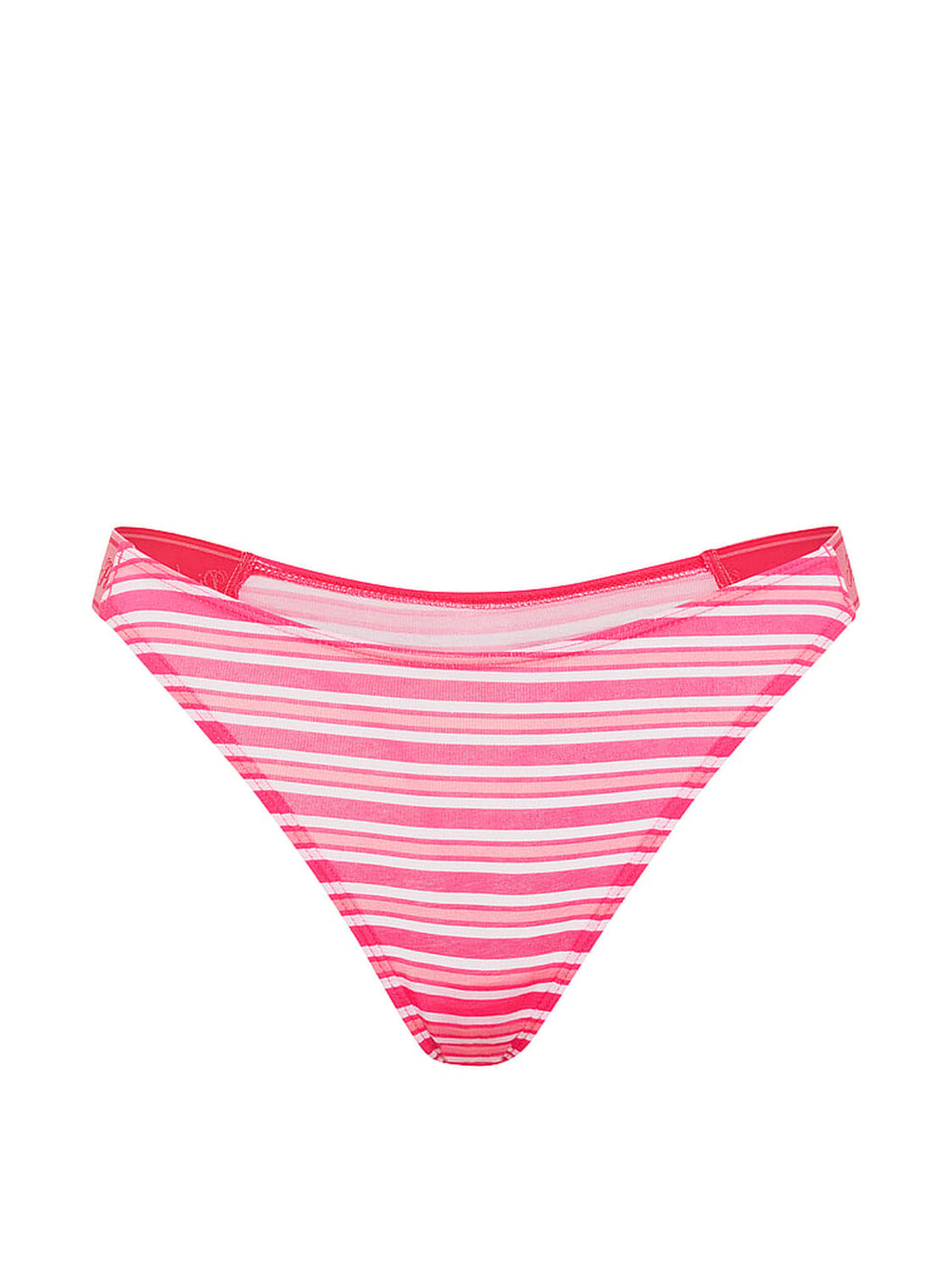 pink Pink Logo Cotton High-Leg Thong Panty Love Me Pink Stripe Print 3 of 3 
