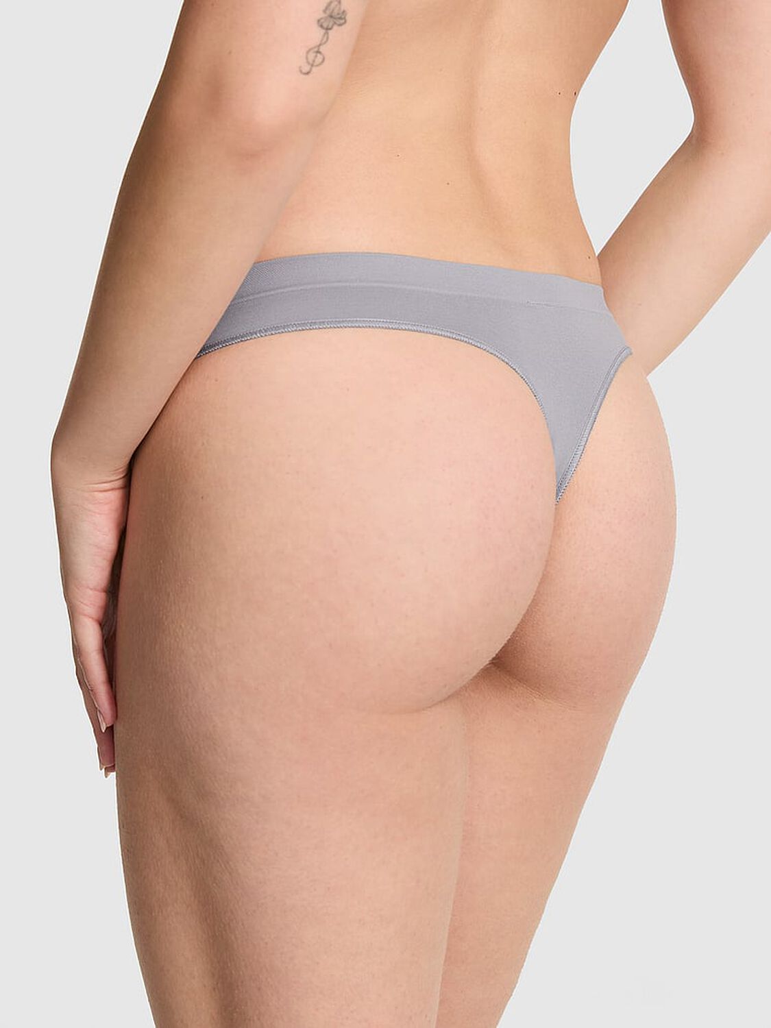 vs Pink Seamless Thong Panty Grey Oasis Logo Wb 2 of 3 