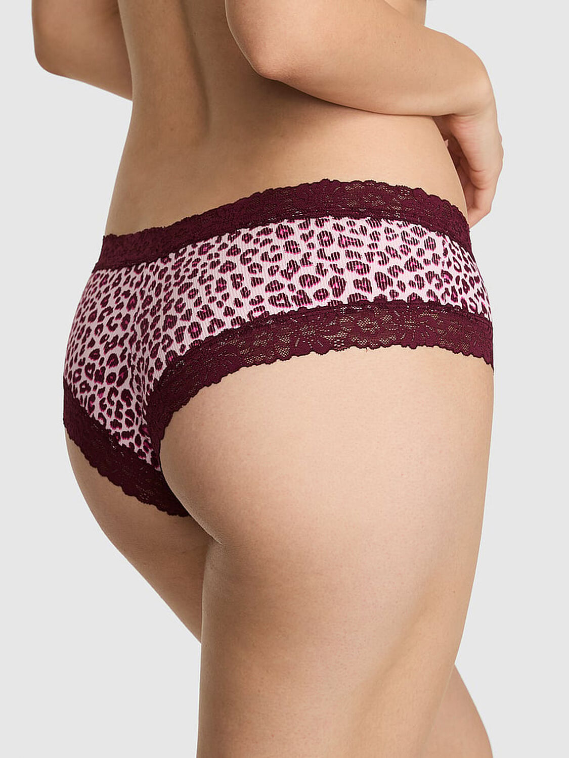 pink Pink PINK Wink&trade; Lace-Trim Cheeky Panty Pink Tulip Leopard W/Wild Rose Lace Print 2 of 3 
