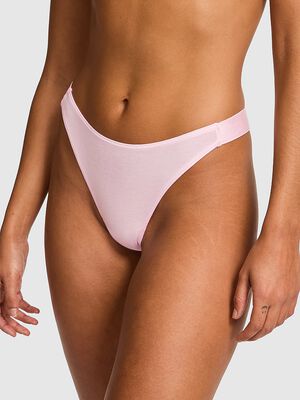 Logo Cotton High-Leg Thong Panty
