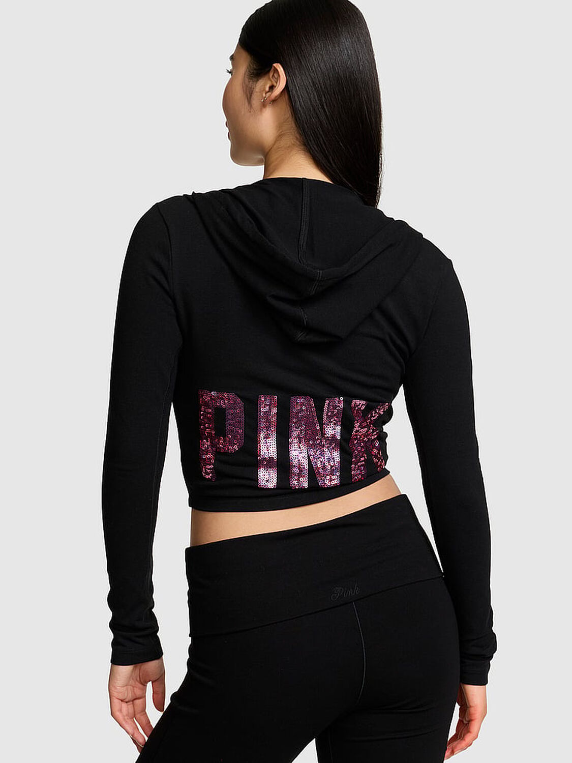 vs Pink All-Day Cotton&trade; Full-Zip Hoodie Black 2 of 2 