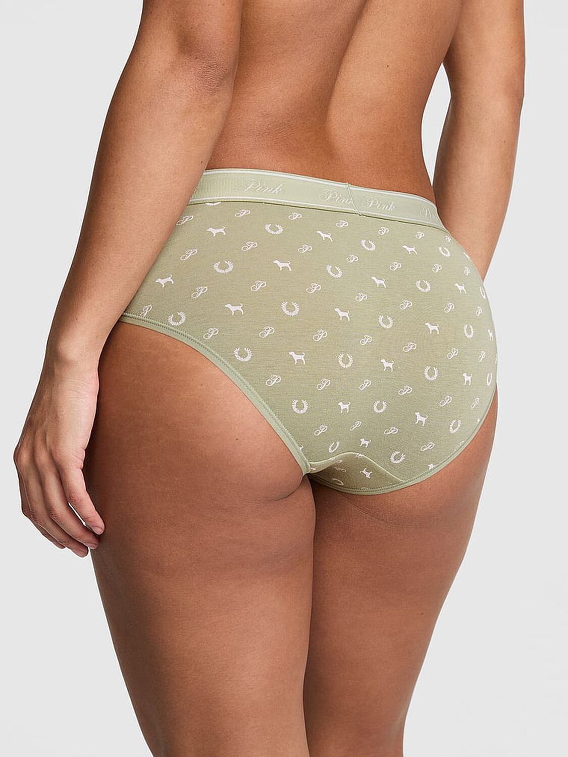 pink Pink Logo Cotton Hiphugger Panty Slate Green P Heritage Print 2 of 2 