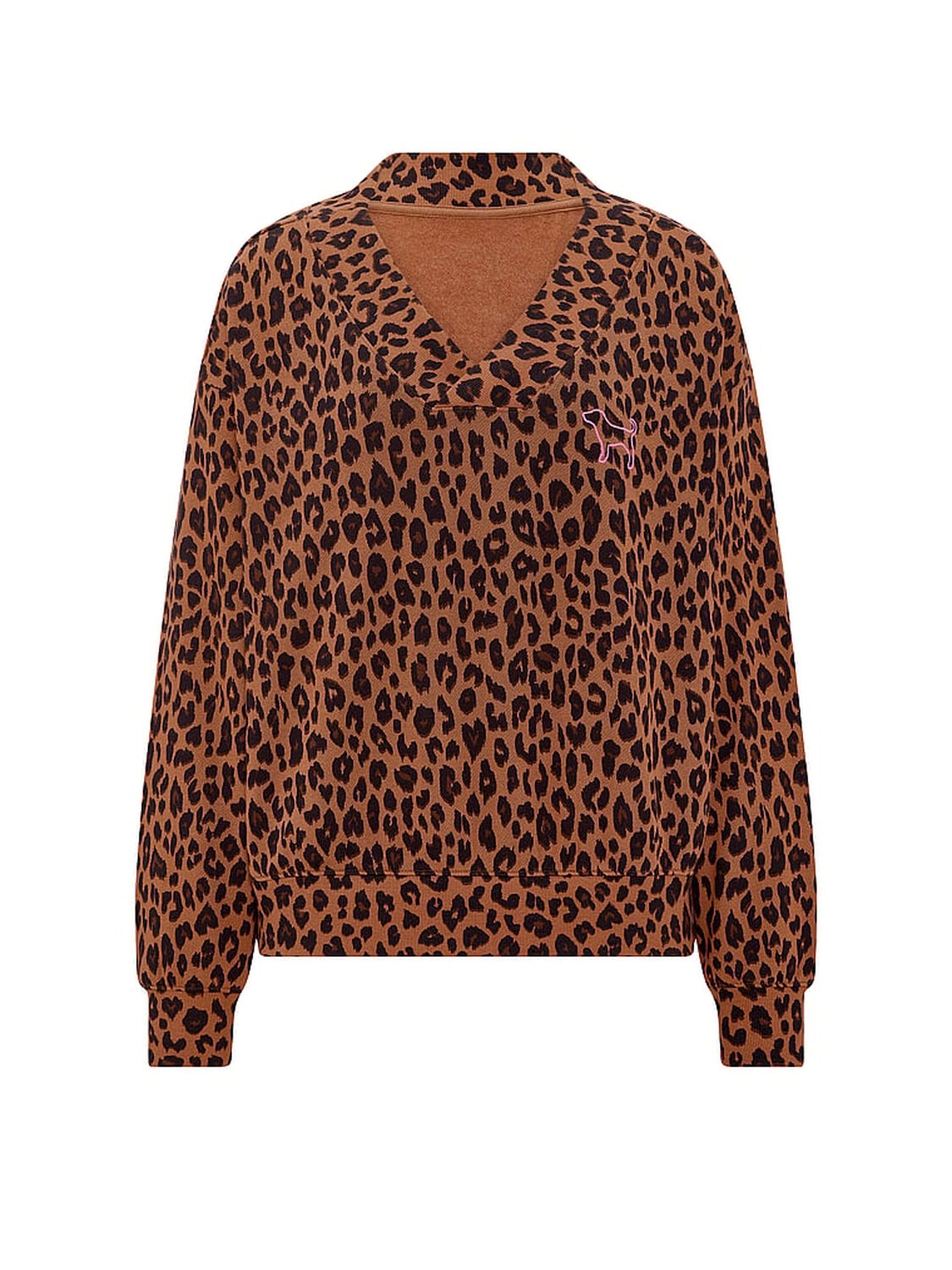 vs Pink Campus Fleece&trade; V-Neck Sweatshirt Leopard 3 of 3 