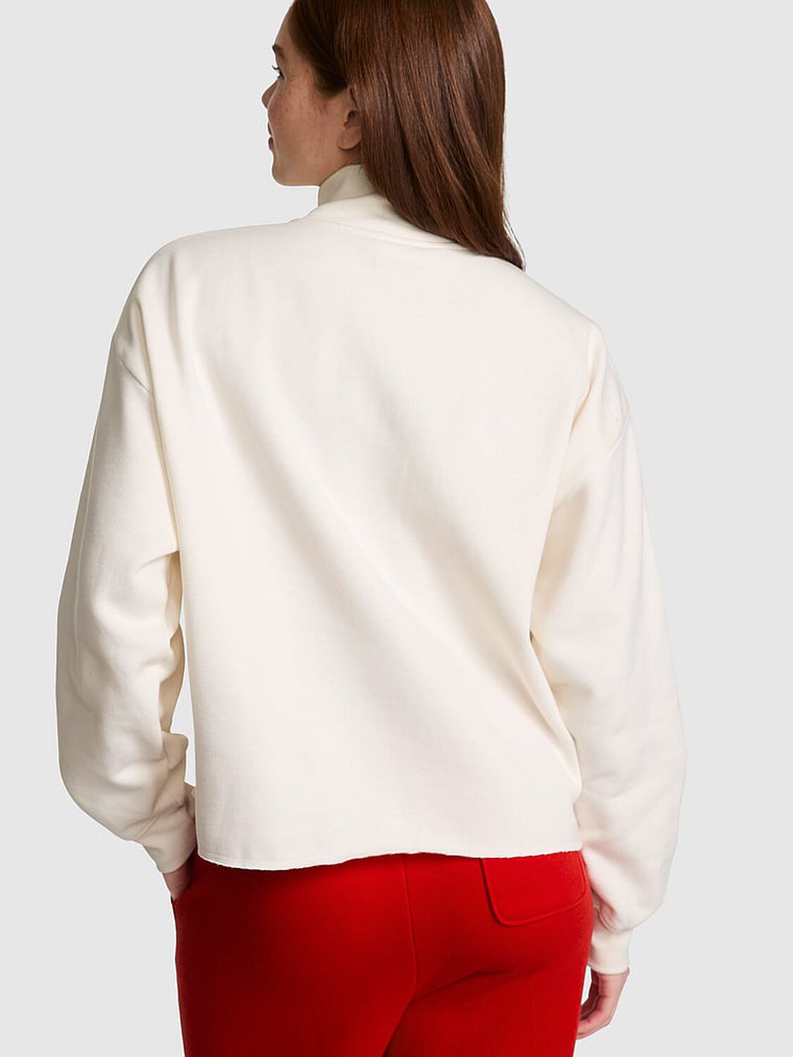 pink Pink Campus Fleece&trade; Quarter-Zip Straight-Cut Sweatshirt Cozy White 2 of 3 