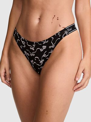 Logo Cotton High-Leg Thong Panty