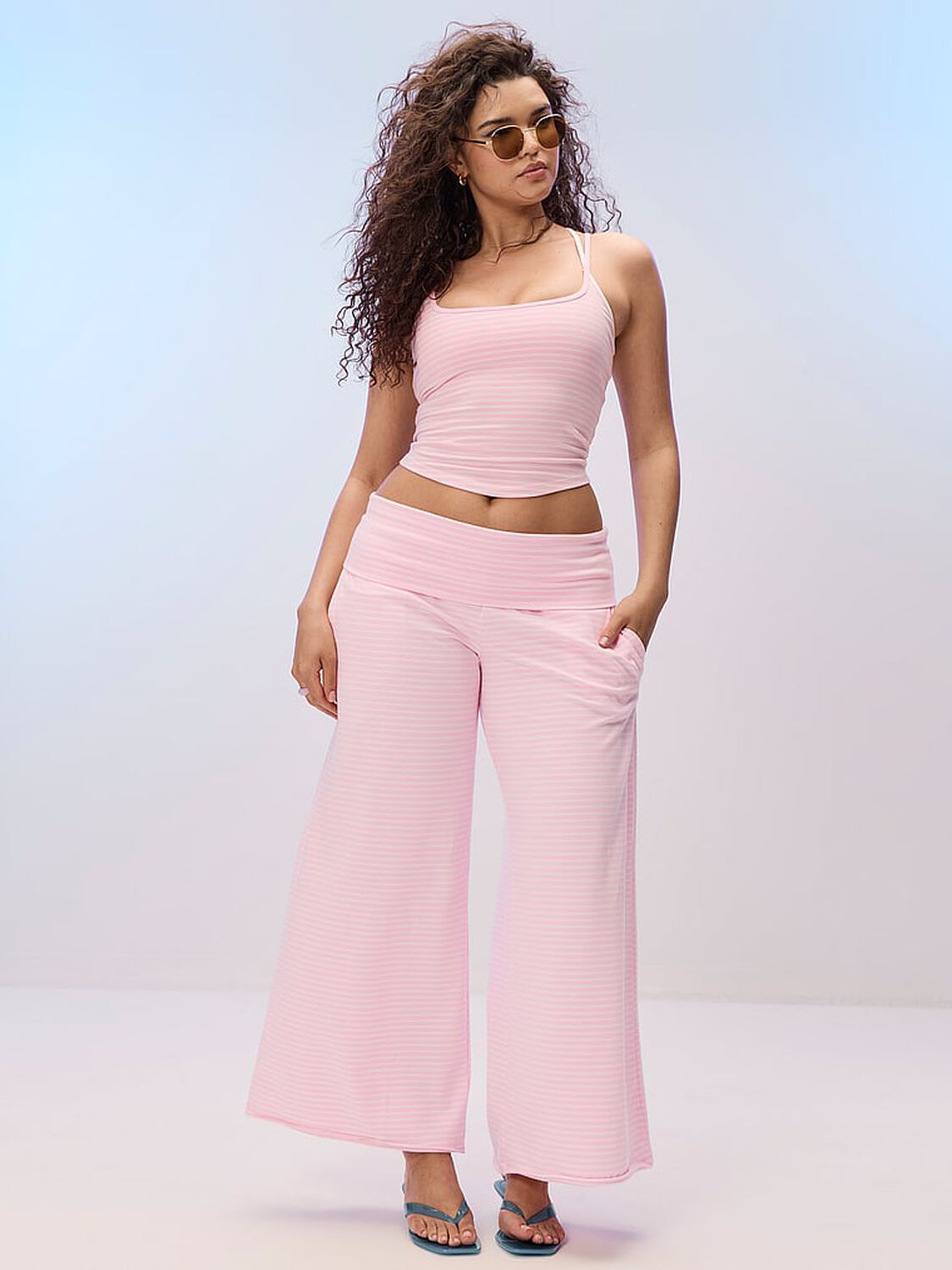 pink Pink All-Day Cotton&trade; Foldover Wide-Leg Pants 4 of 4 
