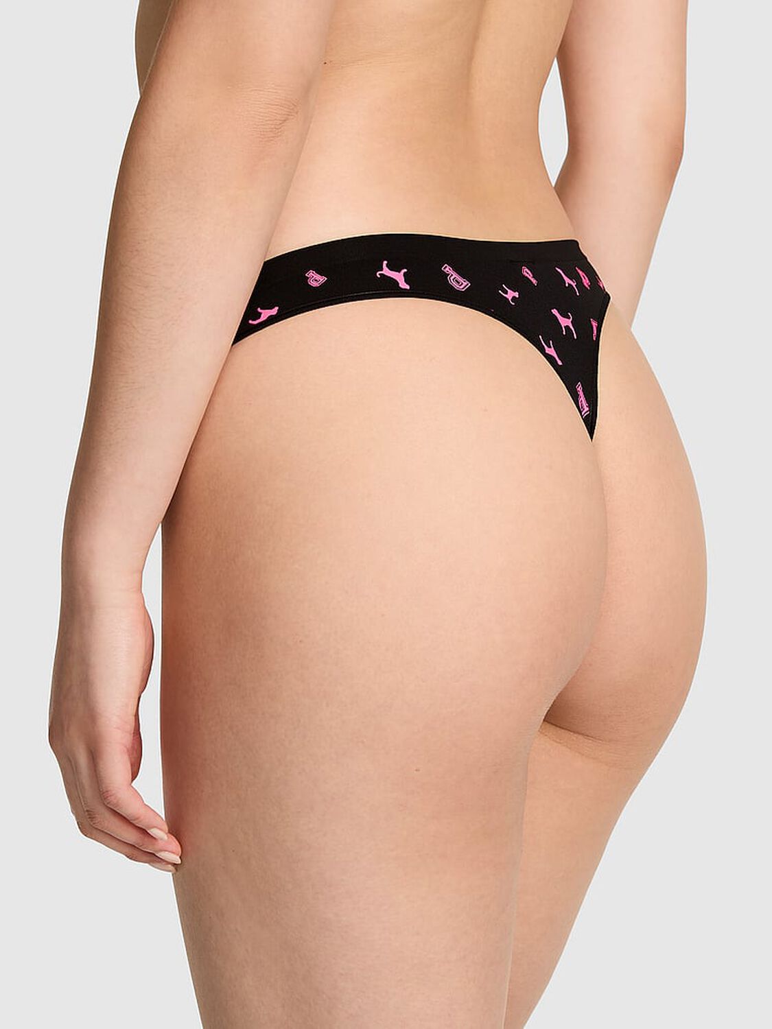 vs Pink Seamless Thong Panty Black Logo Dog 2 of 3 