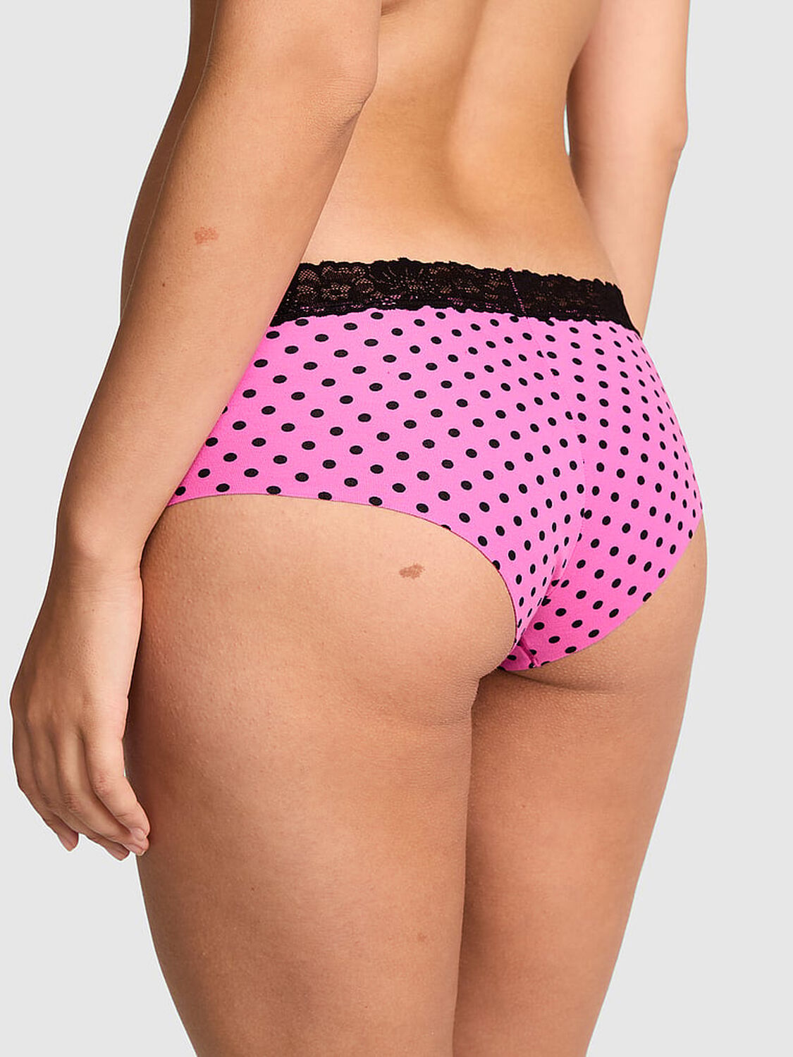 vs Pink No-Show Cotton Cheeky Panty Sizzling Strawberry And Black Dot 2 of 4 