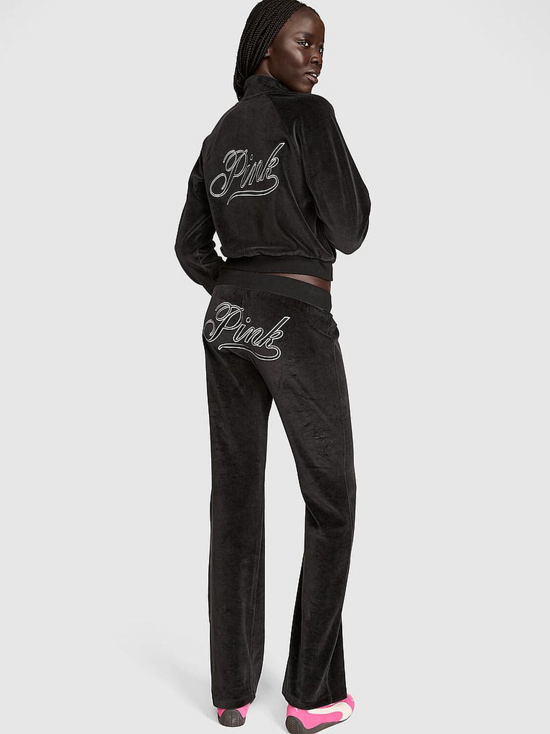 vs Pink Vintage Velour Flare Pants Black 2 of 3 