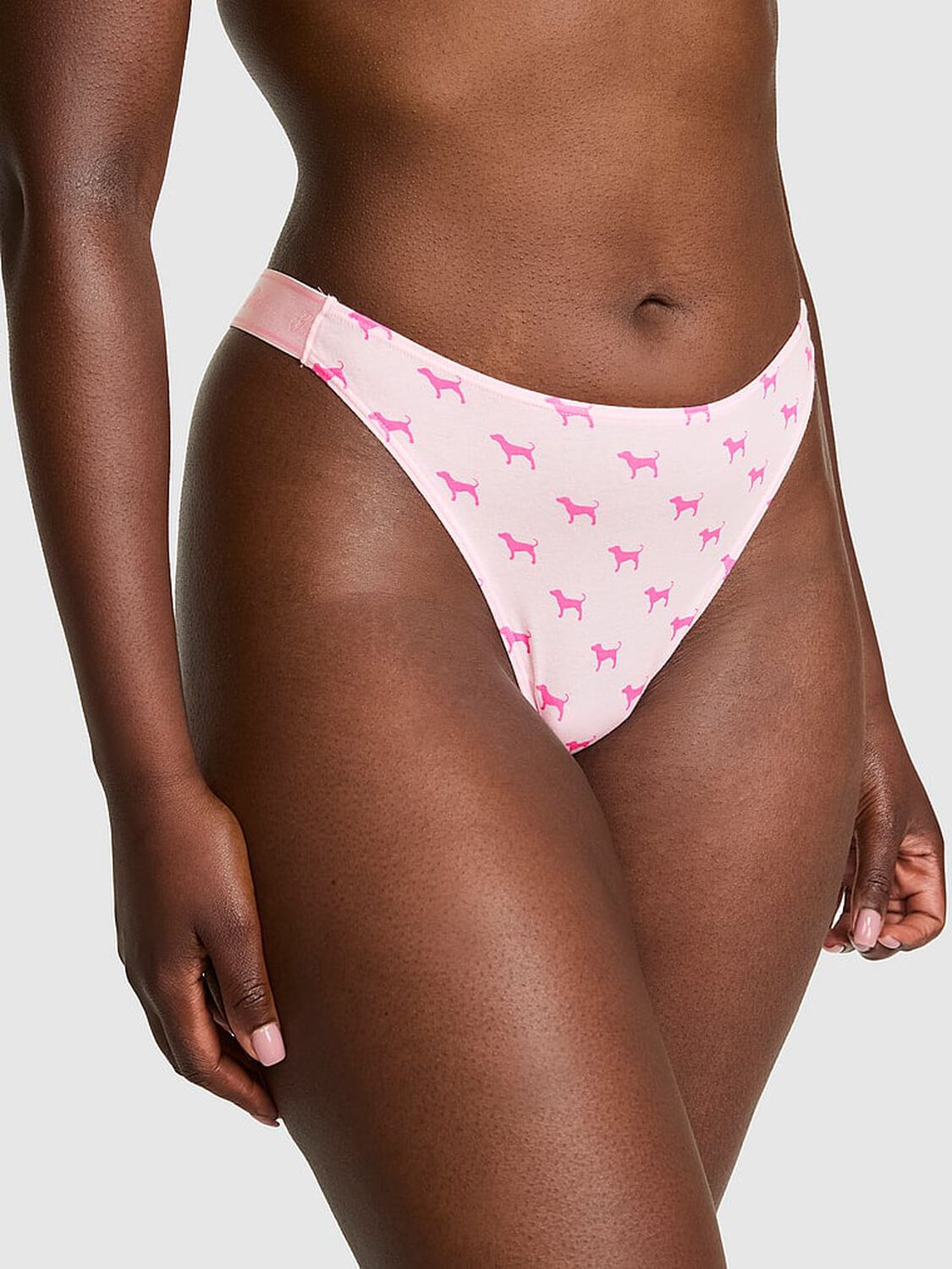 pink Pink Logo Cotton High-Leg Thong Panty Pink Tulip Dog 1 of 3 