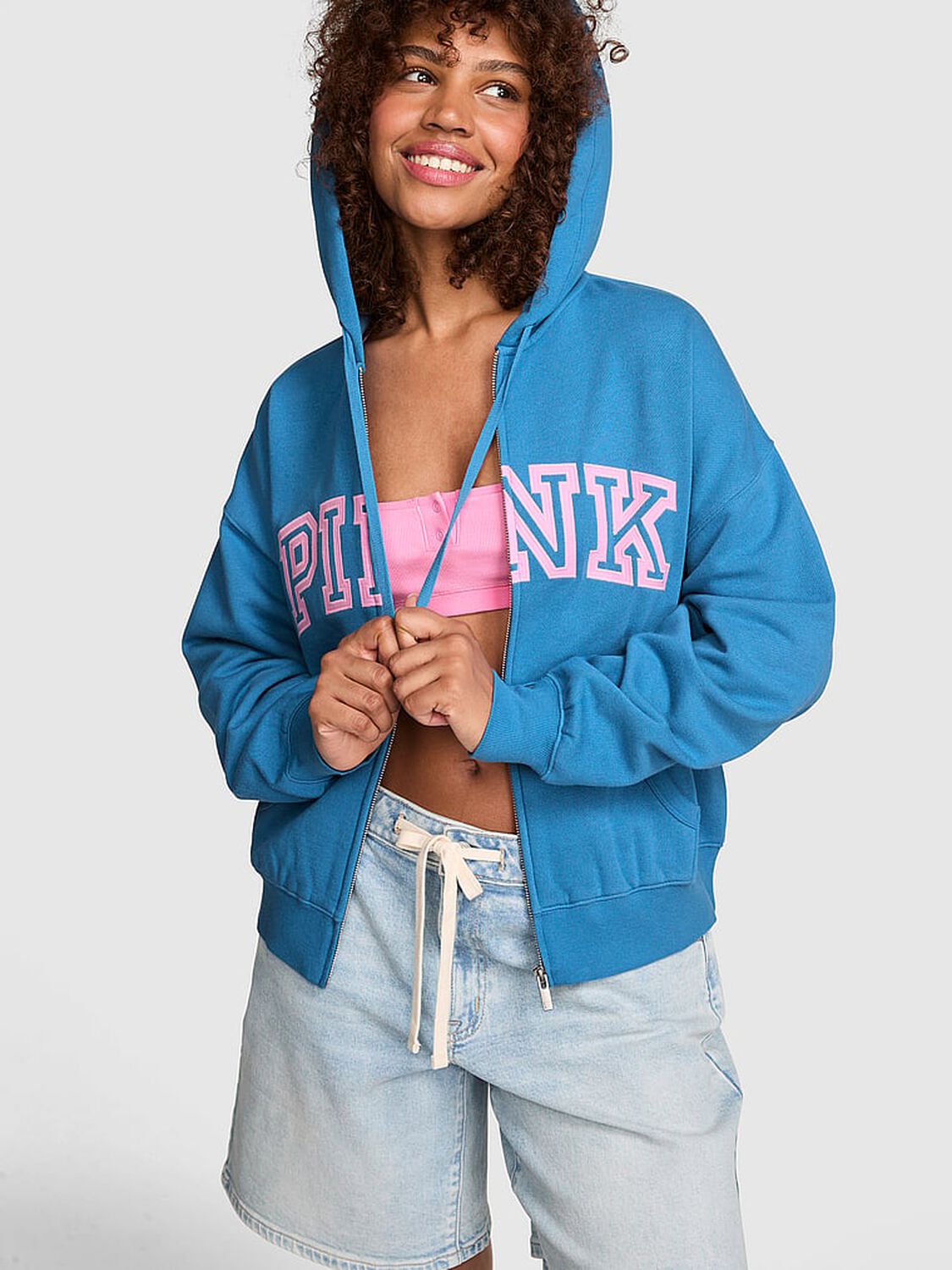 vs Pink Campus Fleece&trade; Full-Zip Hoodie Varsity Blue 1 of 4 