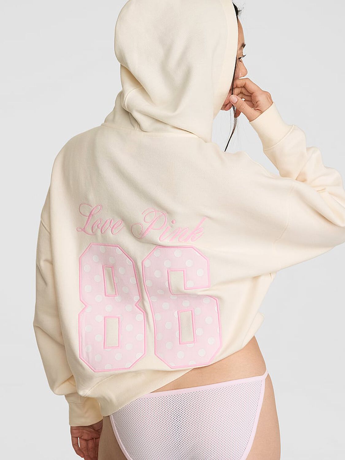pink Pink Campus Fleece&trade; Half-Zip Hoodie Cozy White 2 of 3 