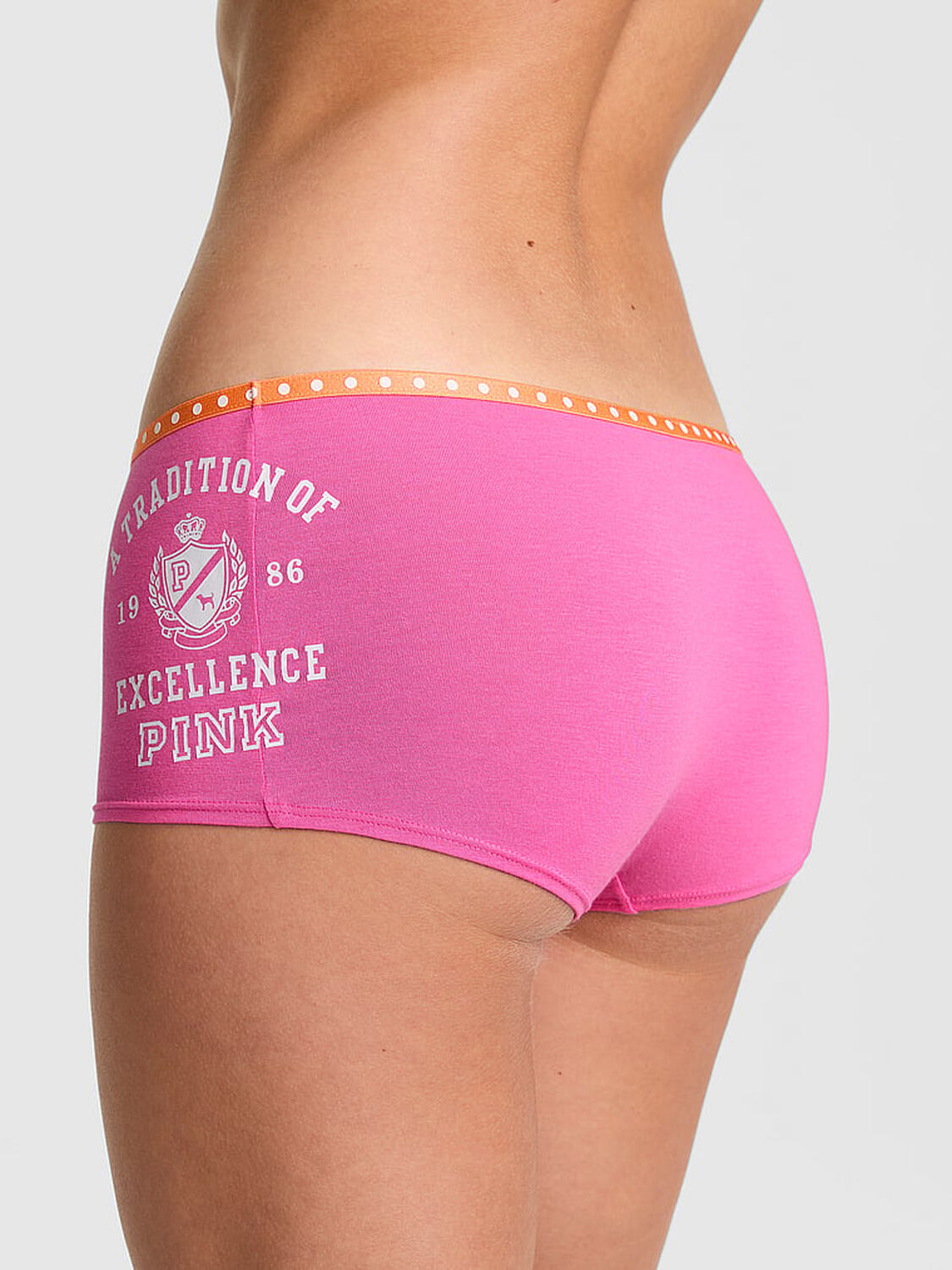 pink Pink Logo Cotton Boyshort Panty Sizzling Strawberry With Univ Tradition Graphic 2 of 3 