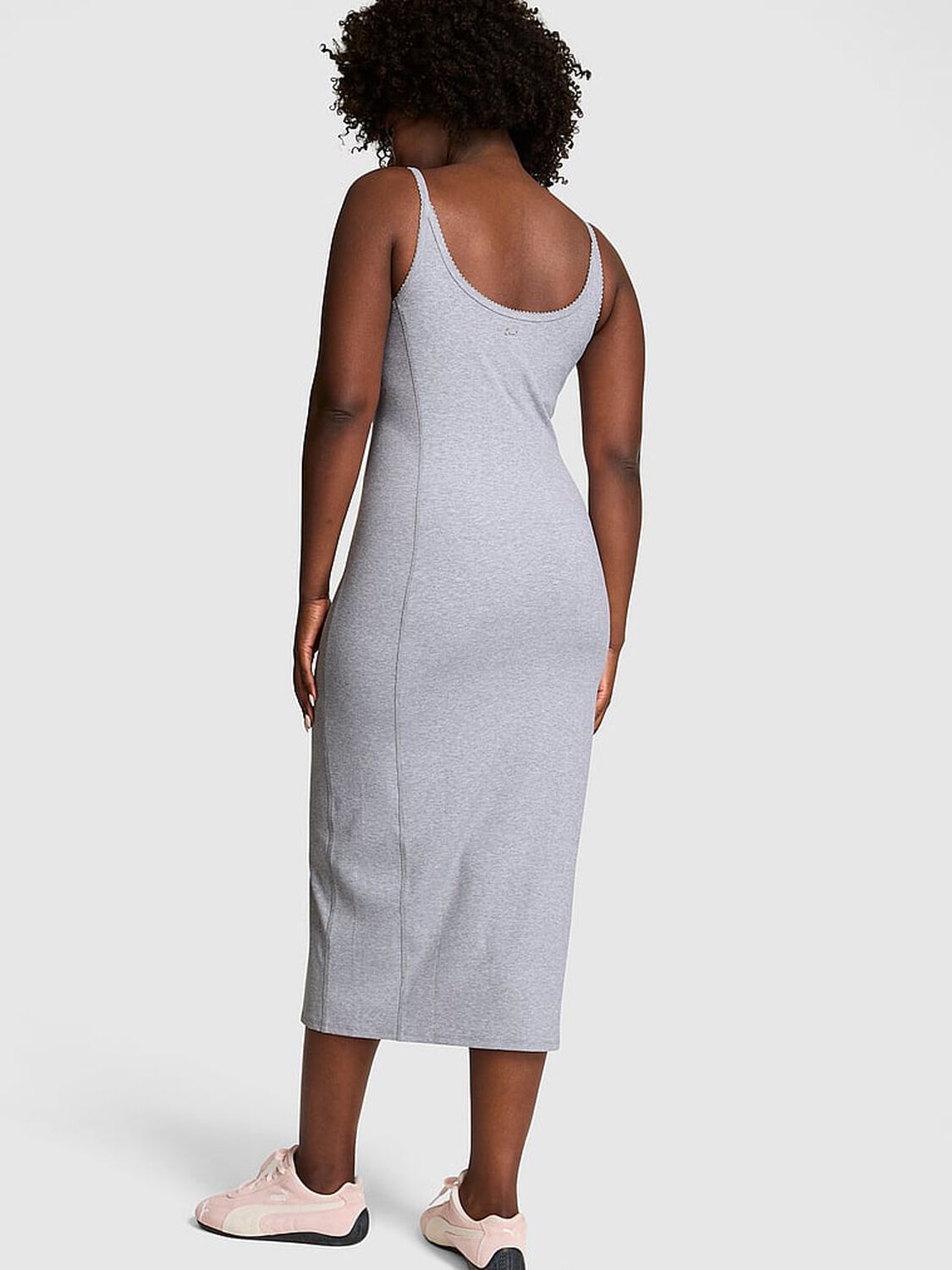 pink Pink All-Day Soft Rib High-Neck Midi Dress Medium Heather Grey 2 of 3 