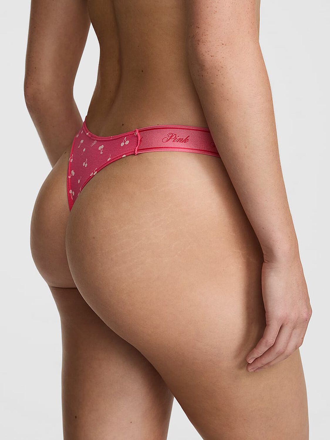 pink Pink Logo Cotton High-Leg Thong Panty Love Me Pink Cherry 2 of 3 