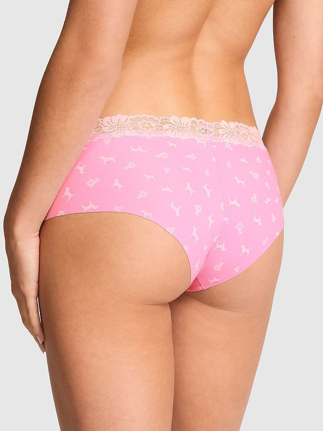 vs Pink No-Show Cotton Cheeky Panty Pink Lollipop Logo Dog 2 of 3 
