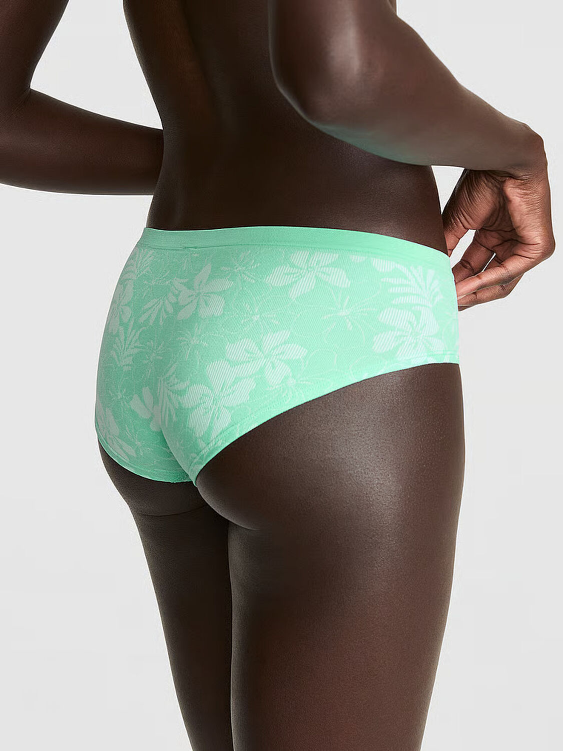 pink Pink Seamless Hiphugger Panty Green Sea Hibiscus Print 2 of 3 