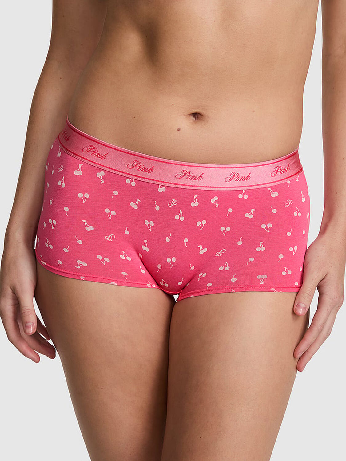 pink Pink Logo Cotton Boyshort Panty Love Me Pink Cherry 1 of 3 