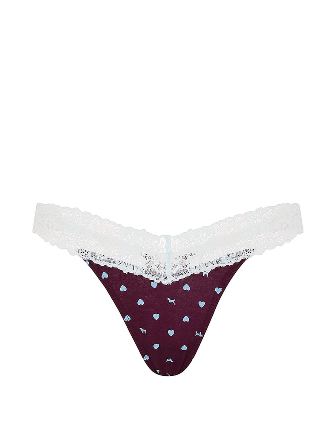 pink Pink Cotton Lace-Trim Thong Panty Wild Rose Heart With Blue Dancer Lace 3 of 3 