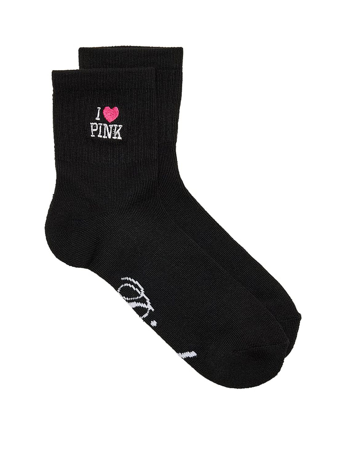 vs Pink 1-Pack Quarter Socks Black 1 of 2 